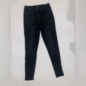 Black Judy Blue Button Fly Skinny Jeans